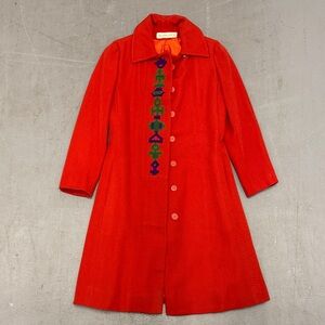 Vintage 1960s Rodrigues Red Embroidered Women's Coat